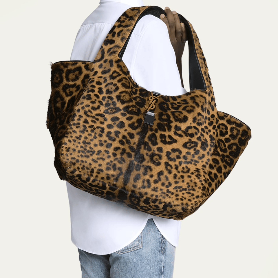 Saint Laurent Leopard Print Tote Bag Brown view 5