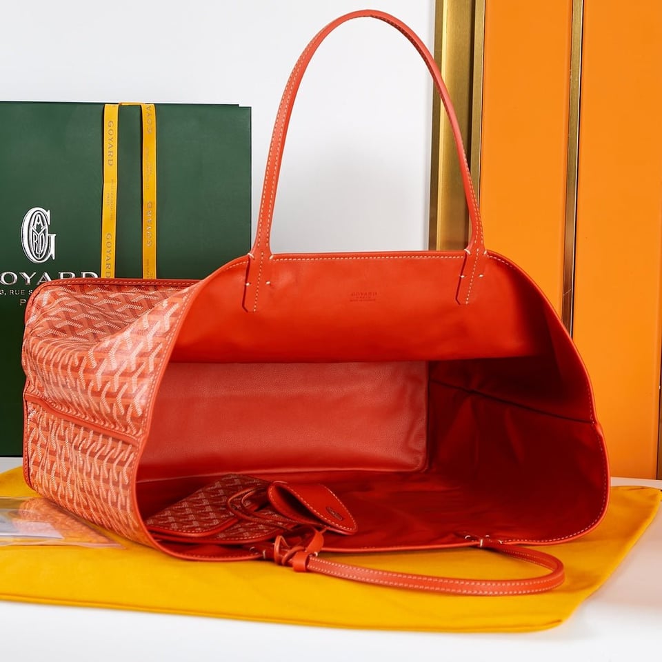 Goyard Saint Louis Gm 40 Orange Canvas Chevroches Calfskin view 8