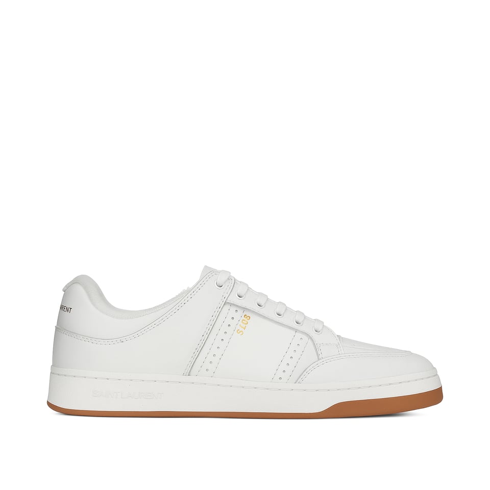 Saint Laurent Perforated Leather Sneakers White