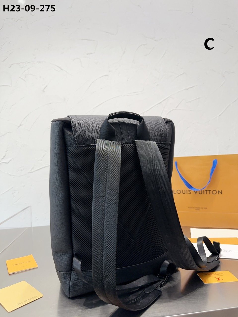 Louis Vuitton Christopher Slim Backpack Rucksack Taurillon Leather Black 40Cm M58644 For Men view 5
