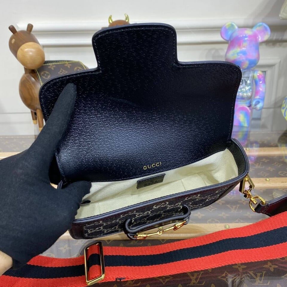 Gucci Horsebit 1955 Denim Mini Bag Black view 10