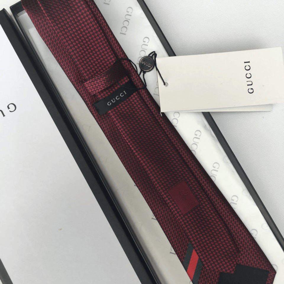 Gucci Bee Pattern Red Canvas Tie For Men view 7