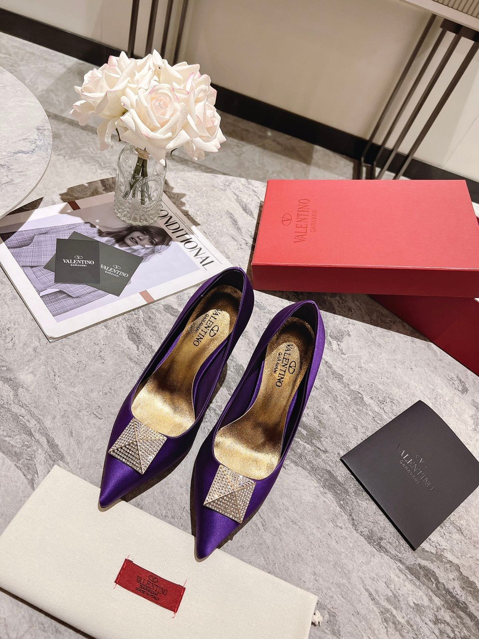 Valentino Garavani One Stud Pump With Crystals Purple 2W2S0Fh8Ulm 73E view 9
