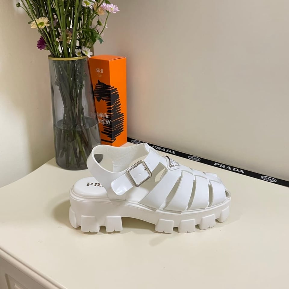 Prada Foam Rubber Sandals White 1X853M3Lkkf0009F055 view 4