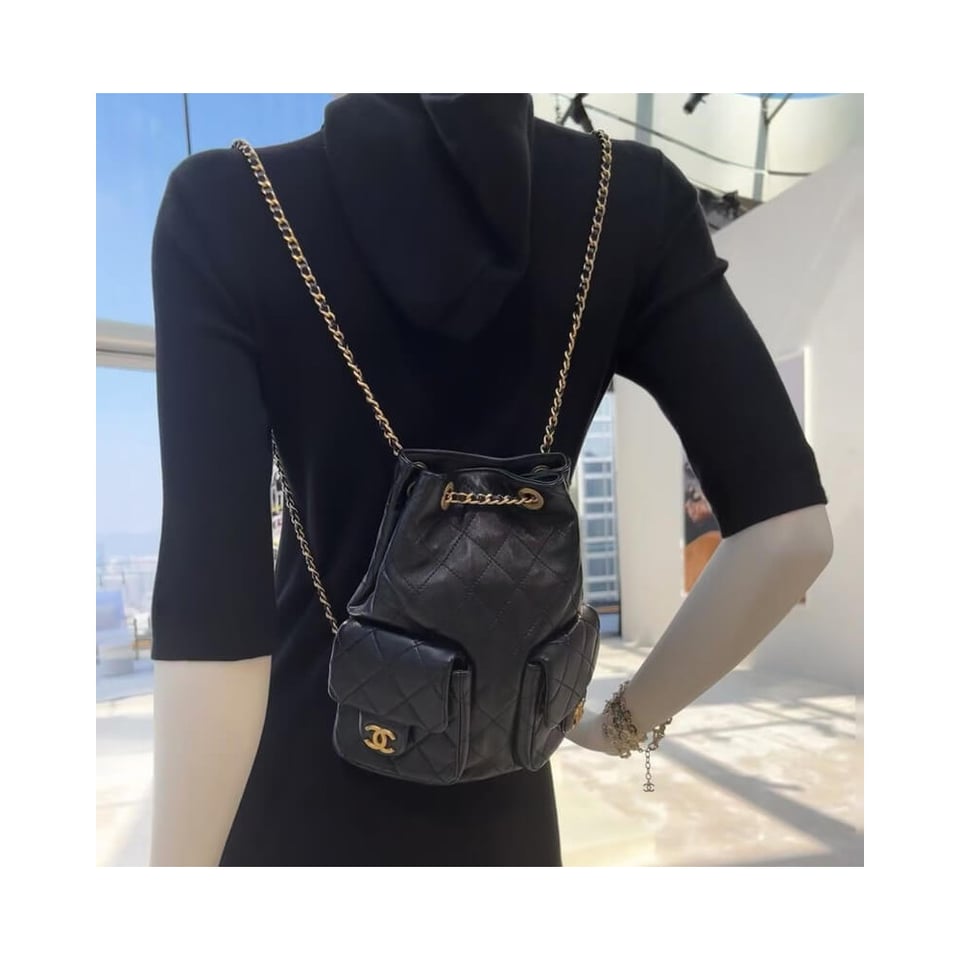 Chanel Lambskin Backpack Black view 3