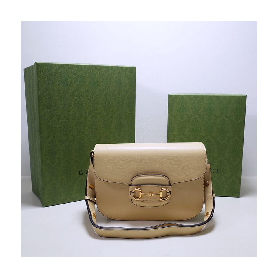 Gucci Horsebit 1955 Shoulder Bag In Beige Leather view 5