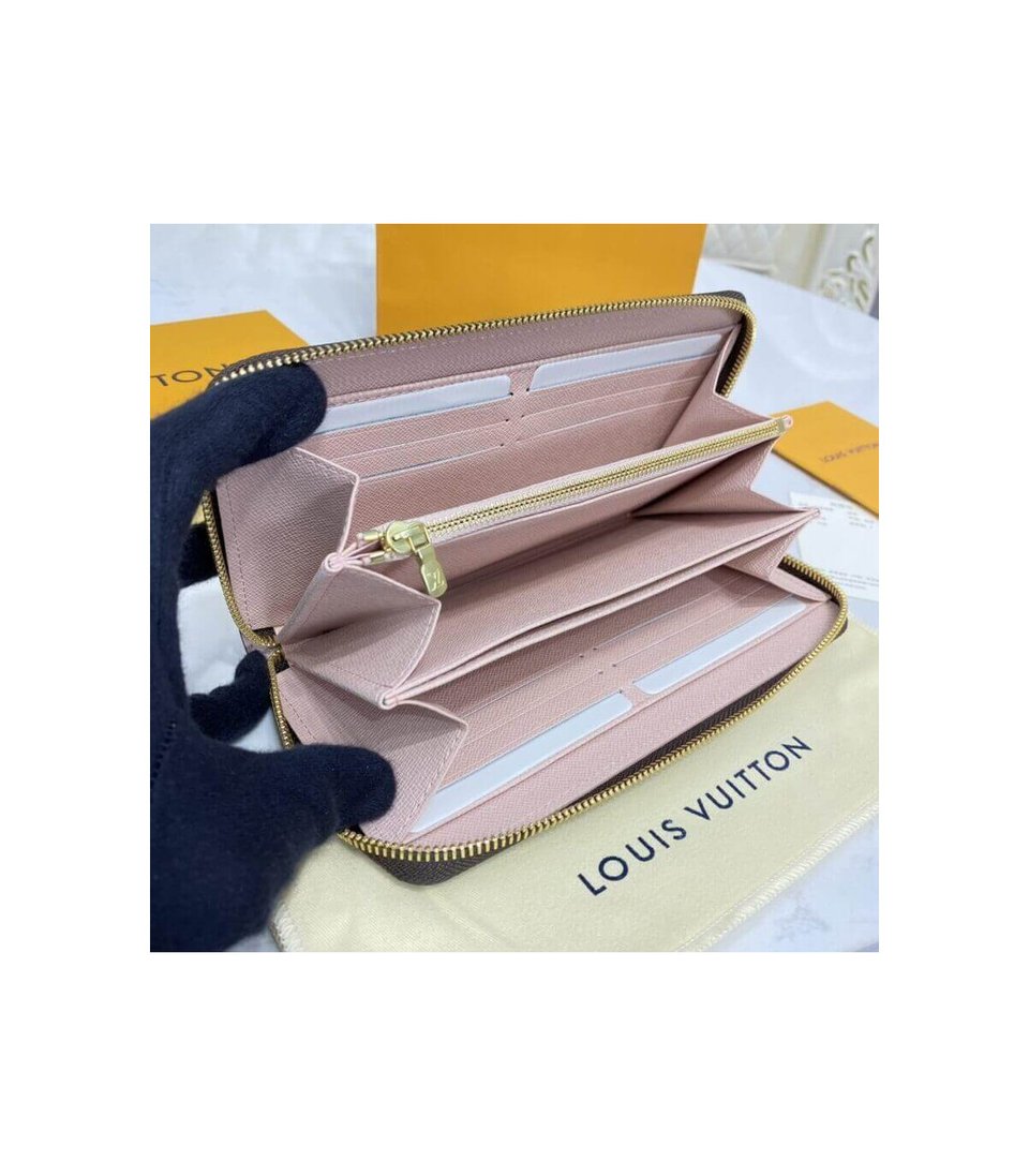 Louis Vuitton Damier Ebene Zippy Wallet Pink view 11