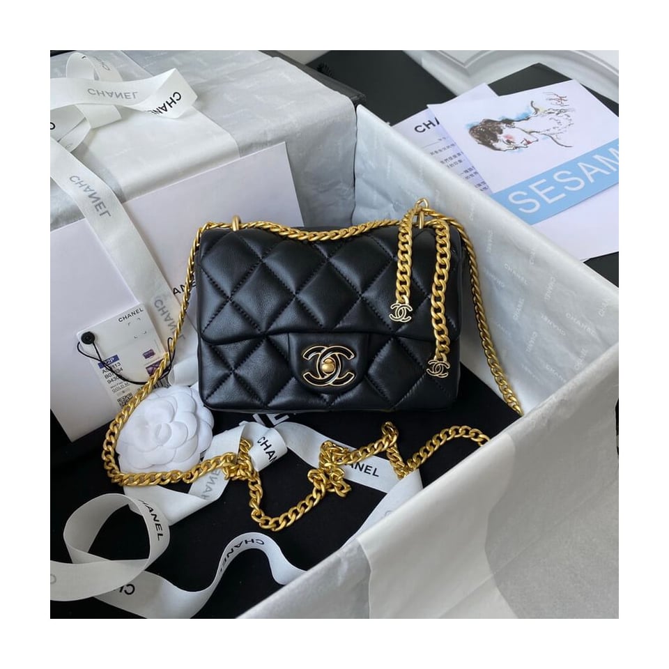 Chanel Mini Flap Bag in Lambskin with Enamel CC view 4