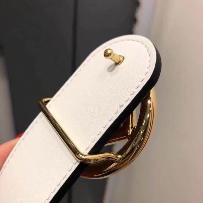 Fendi Reversible 40mm Round Buckle Belt 8C0579 Brown / White view 5