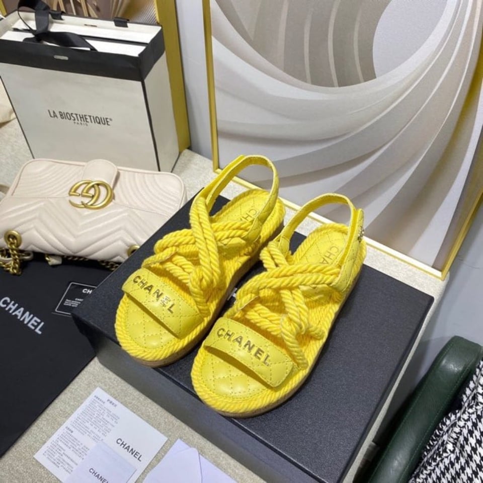 Chanel Rope Sandals Strap Yellow view 3