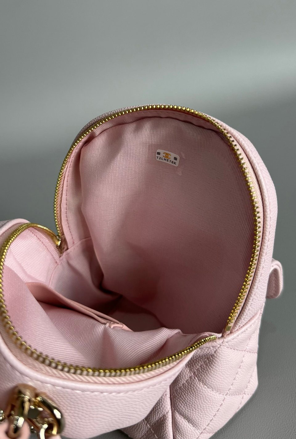 Chanel Mini 18 Backpack Pink Caviar Light Gold Hardware view 4