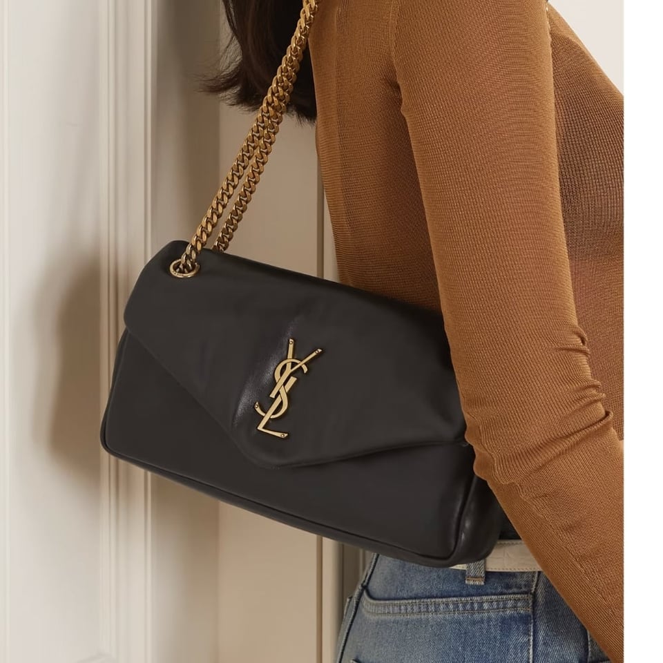 Saint Laurent Calypso Small In Plunged Black 27Cm view 8