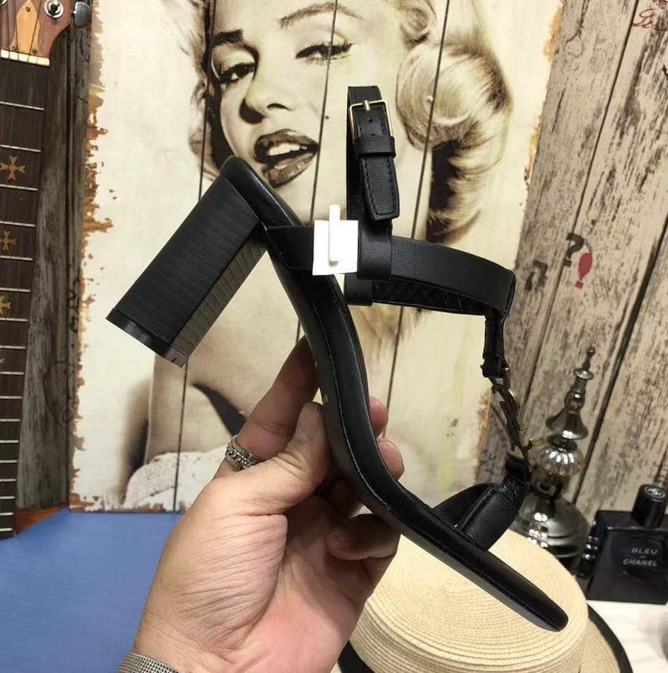 Saint Laurent Cassandra Leather Slingback Sandals Black 658198Dwett1000 view 5