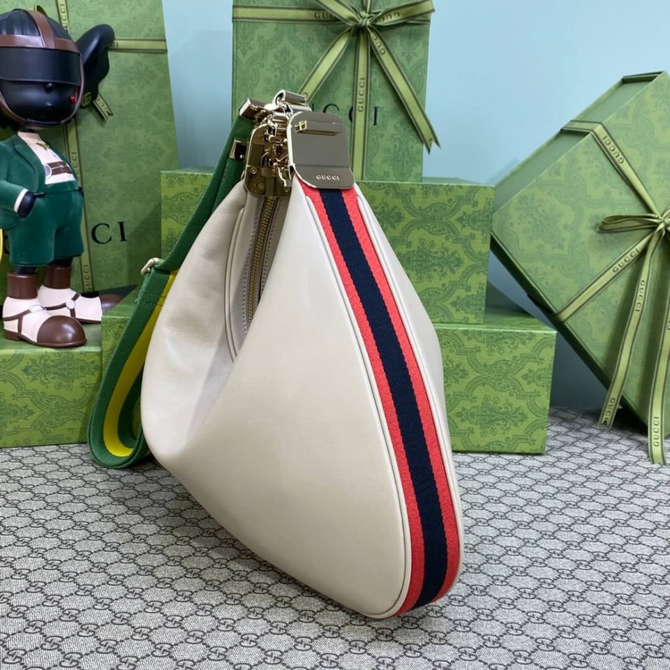 Gucci Oatmeal Leather Attache Medium Shoulder Bag view 8