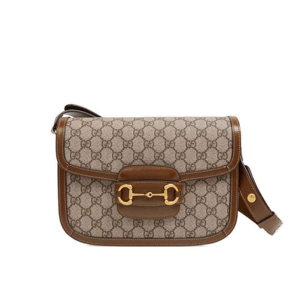 Gucci 1955 Horsebit Brown GG Supreme Canvas Shoulder Bag 25cm view 2