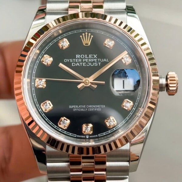 [Superclone] Rolex Datejust 36mm Bright Black Dial Everose Jubilee 126231 view 2