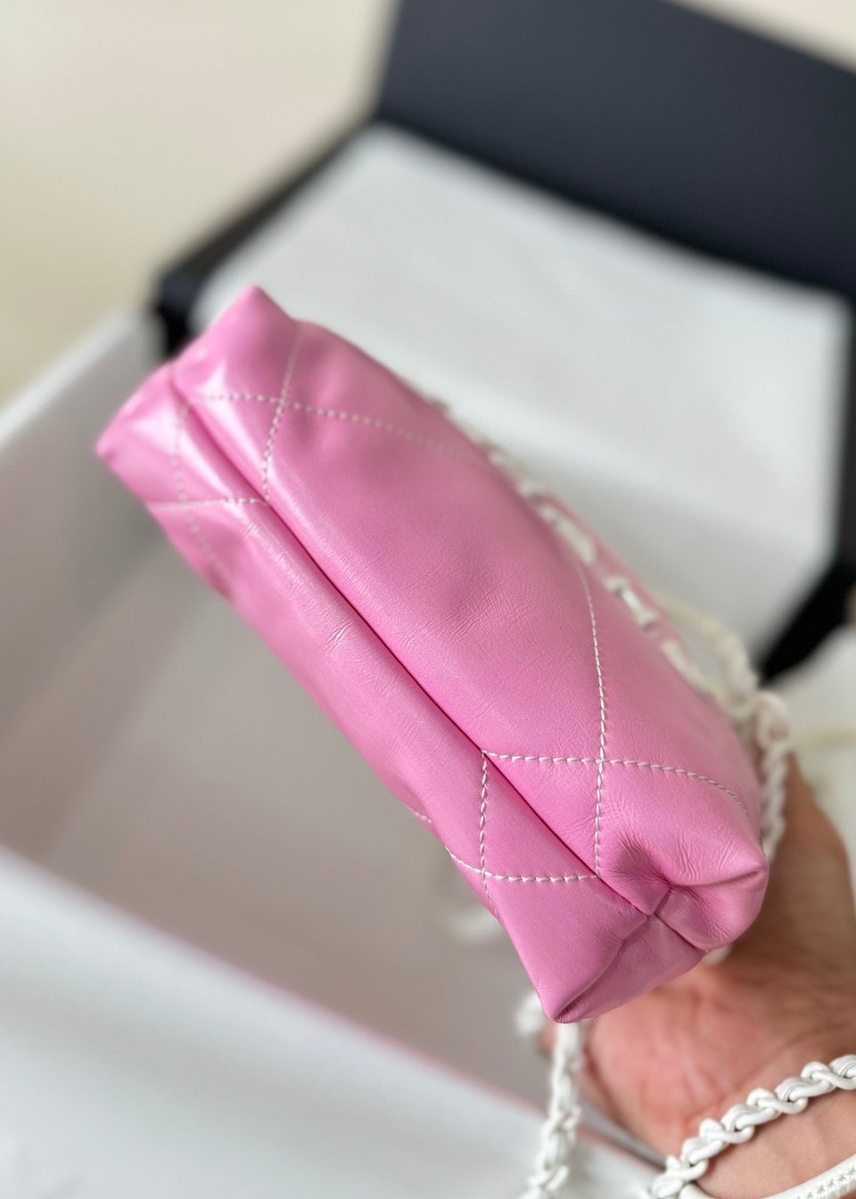 Chanel Hobo Mini 20Cm Pink White Lambskin view 7