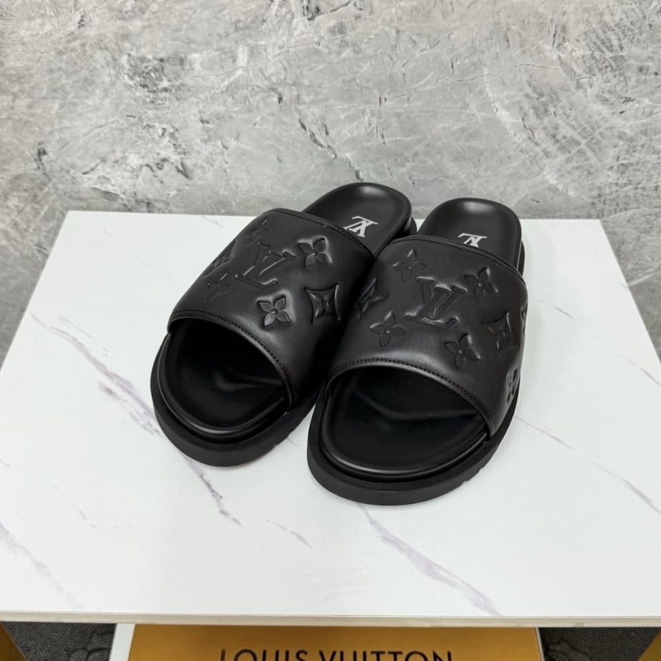 Louis Vuitton Miami Mule Monogram Embossed Synthetic Black 1Adgfe view 3