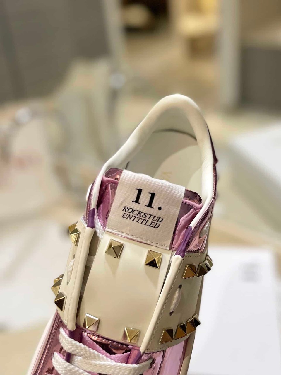 Valentino Garavani Flatform Rockstud Untitled Sneaker Metallic Pink view 5