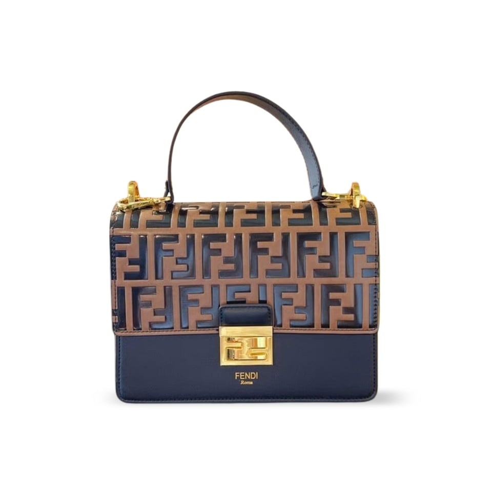Fendi Kan I Leather Bag Brown 25Cm