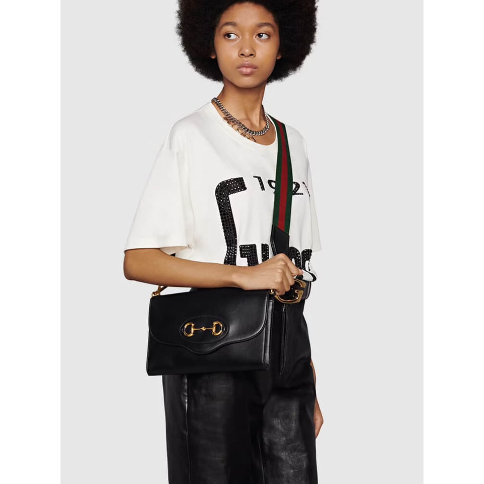 Gucci Horsebit 1955 Small Bag In Black Leather view 4