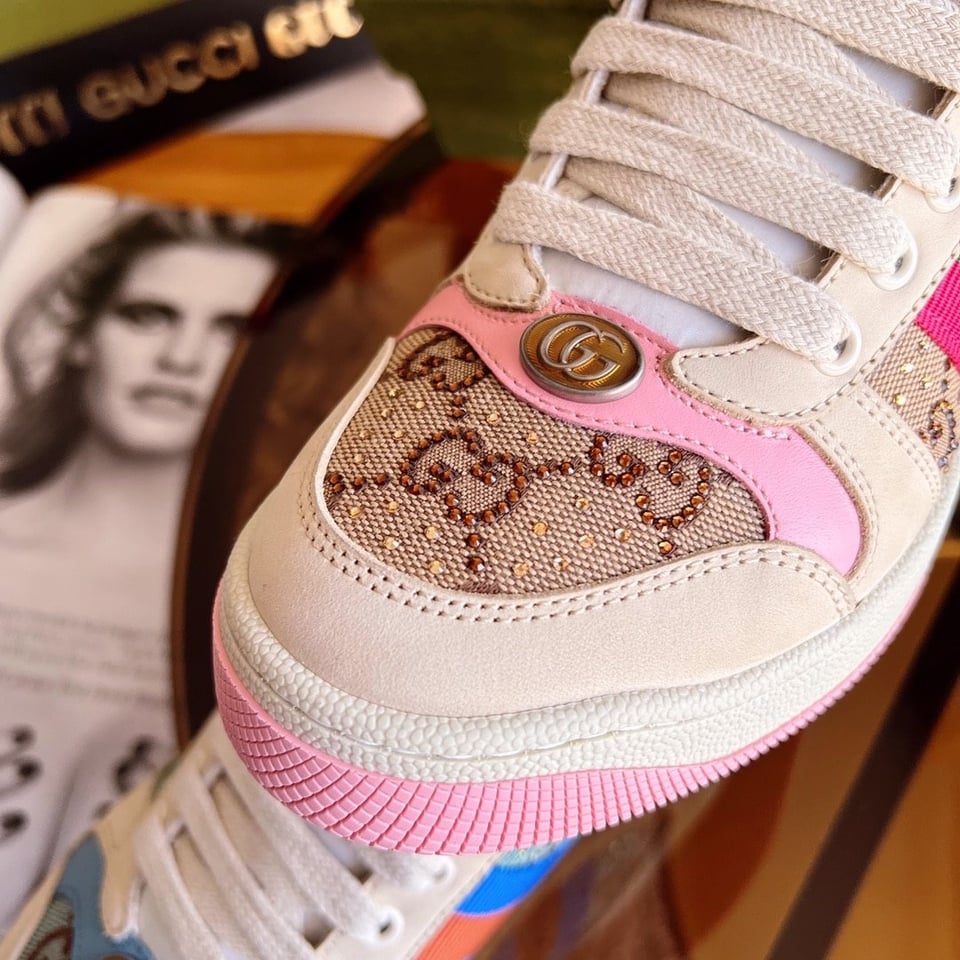 Gucci Women’S Screener Sneaker With Crystals Pink ?677423 9Sfr0 2587 view 3