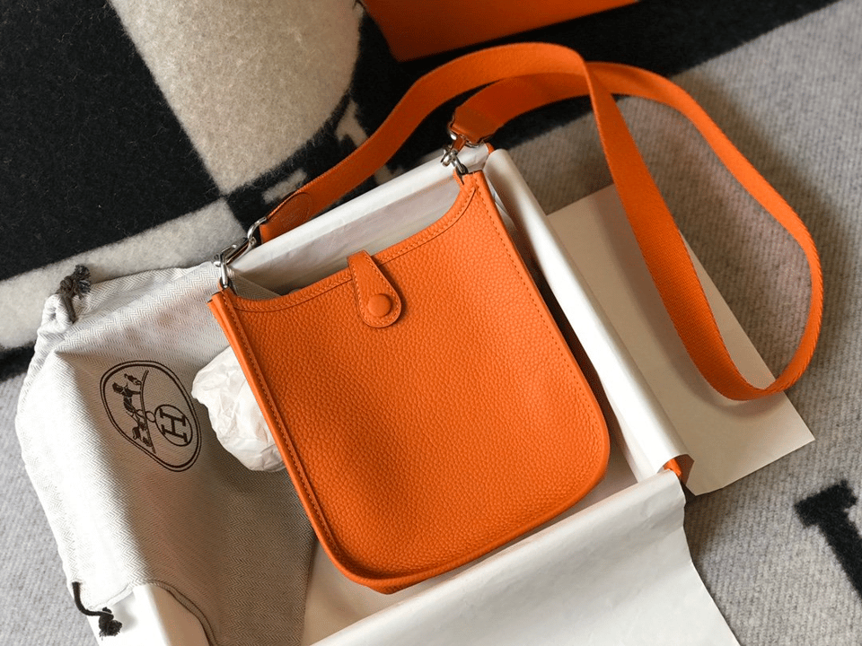 Hermes Evelyne 16 Amazone Bag Orange With Silver Toned Hardware 18cm view 6
