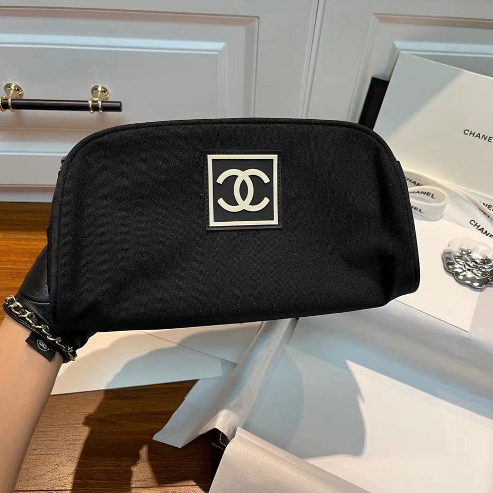 Chanel Sport Line Clutch Bag 26 Black Canvas view 3