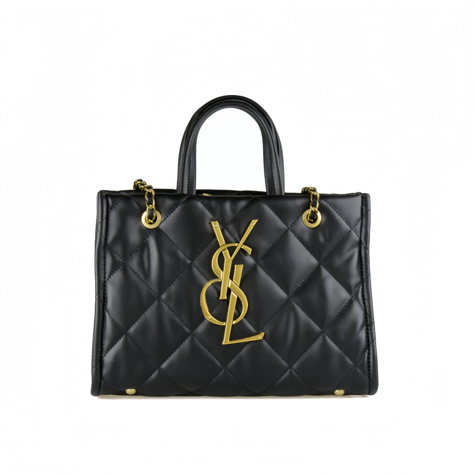 Saint Laurent Leather Tote Bag Black 31Cm