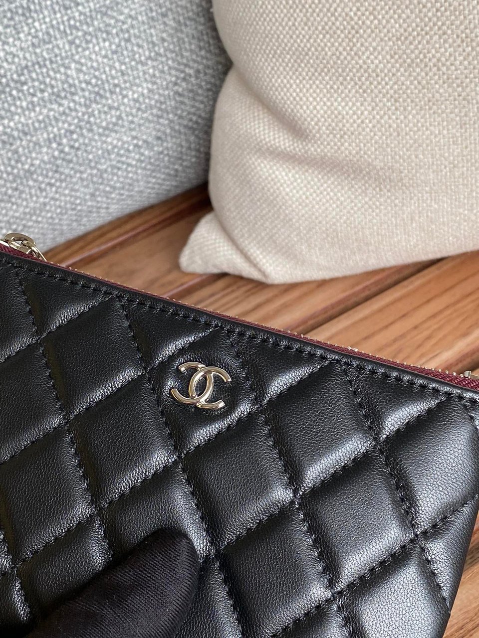 Chanel Zipped Wallet 15 Black Lambskin Silver Hardware view 10
