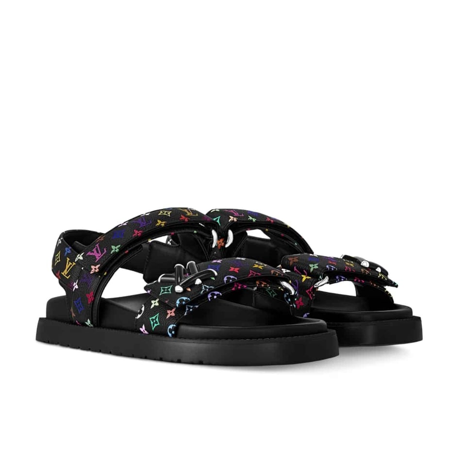 Louis Vuitton X Murakami Lv Sunset Flat Comfort Sandal Black 1Agxf6 view 2
