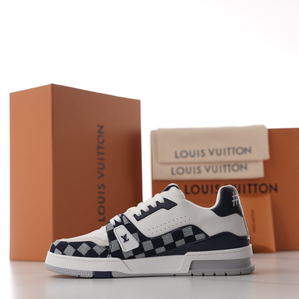 Louis Vuitton LV Trainer Sneaker Damier Denim Blue for Men 1AIKQ9 view 12