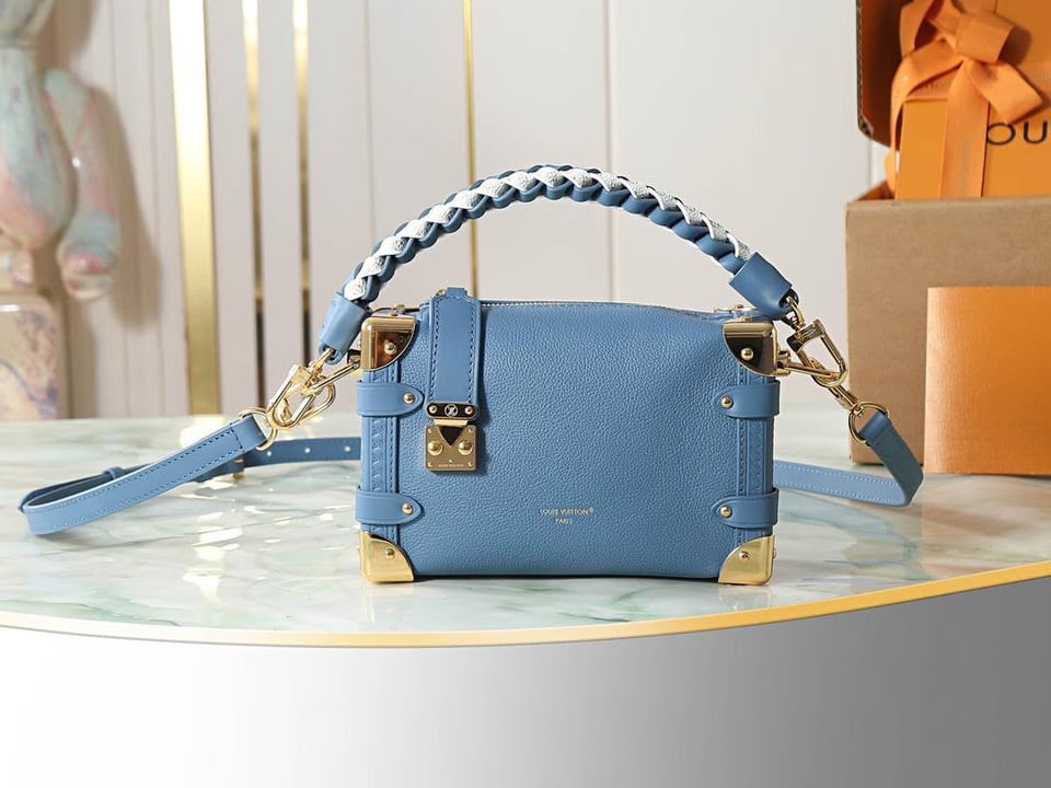 Louis Vuitton Side Trunk MM 21cm Blue Jeans Calf leather M27436 view 3