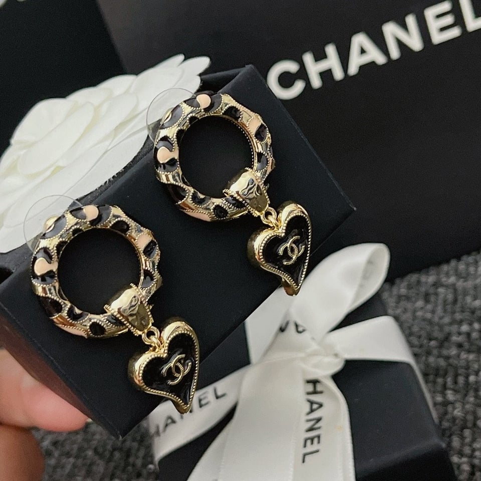 Chanel Classic Love Double C Logo Leopard Round Earrings view 5