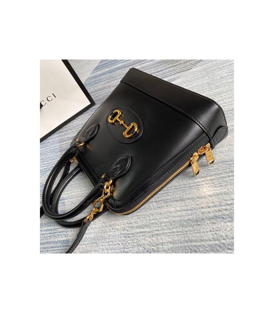 Gucci Horsebit 1955 Small Top Handle Bag in Black Leather view 6