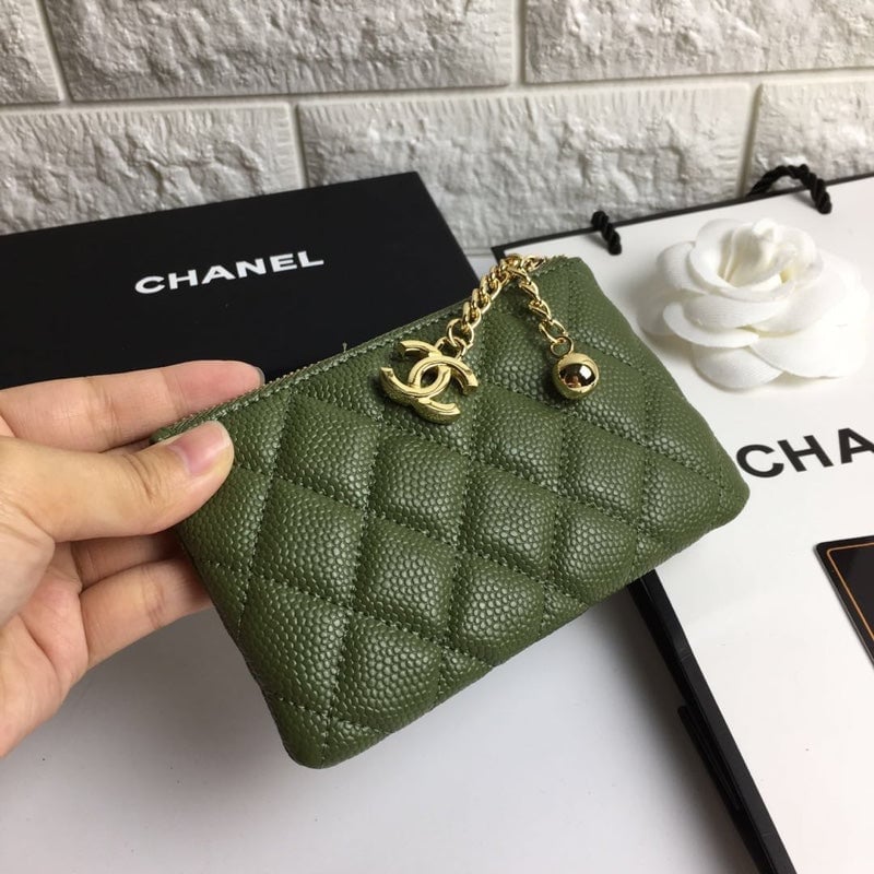 Chanel Classic Small Zipped Pouch 15 Dark Green Calfskin Gold Icon view 6