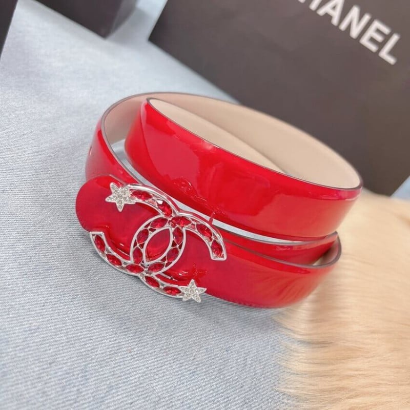 Chanel Patent Leather CC Logo Skinny Belt view 7