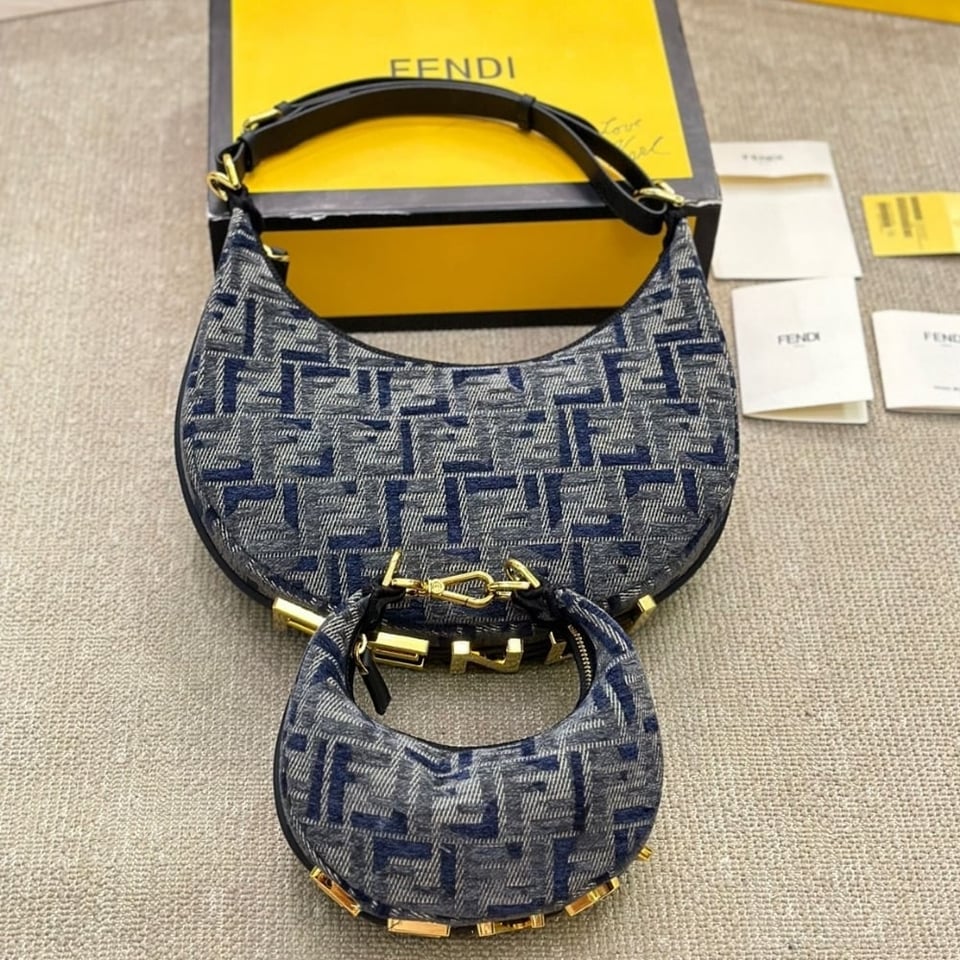 Fendi Fendigraphy Mini Blue Chenille Mini Bag 18Cm view 5