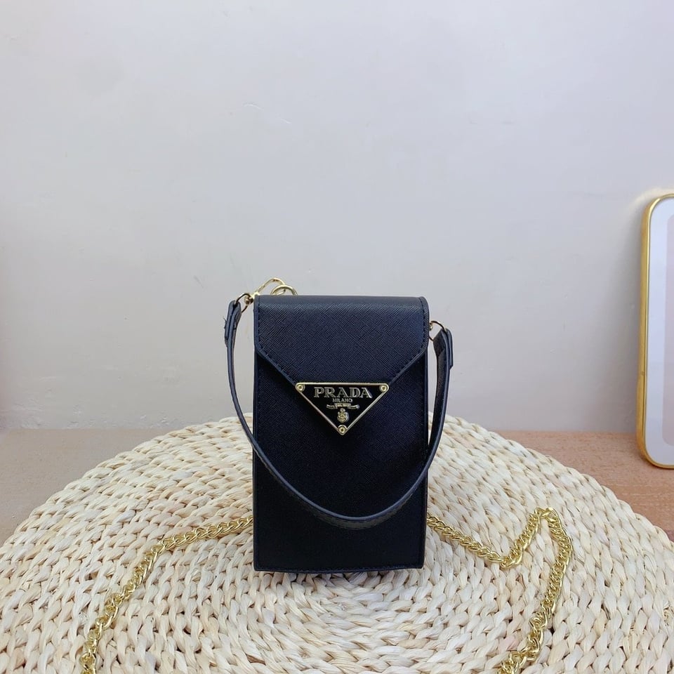 Prada Saffiano Leather Airpod Holder Black 17Cm view 4