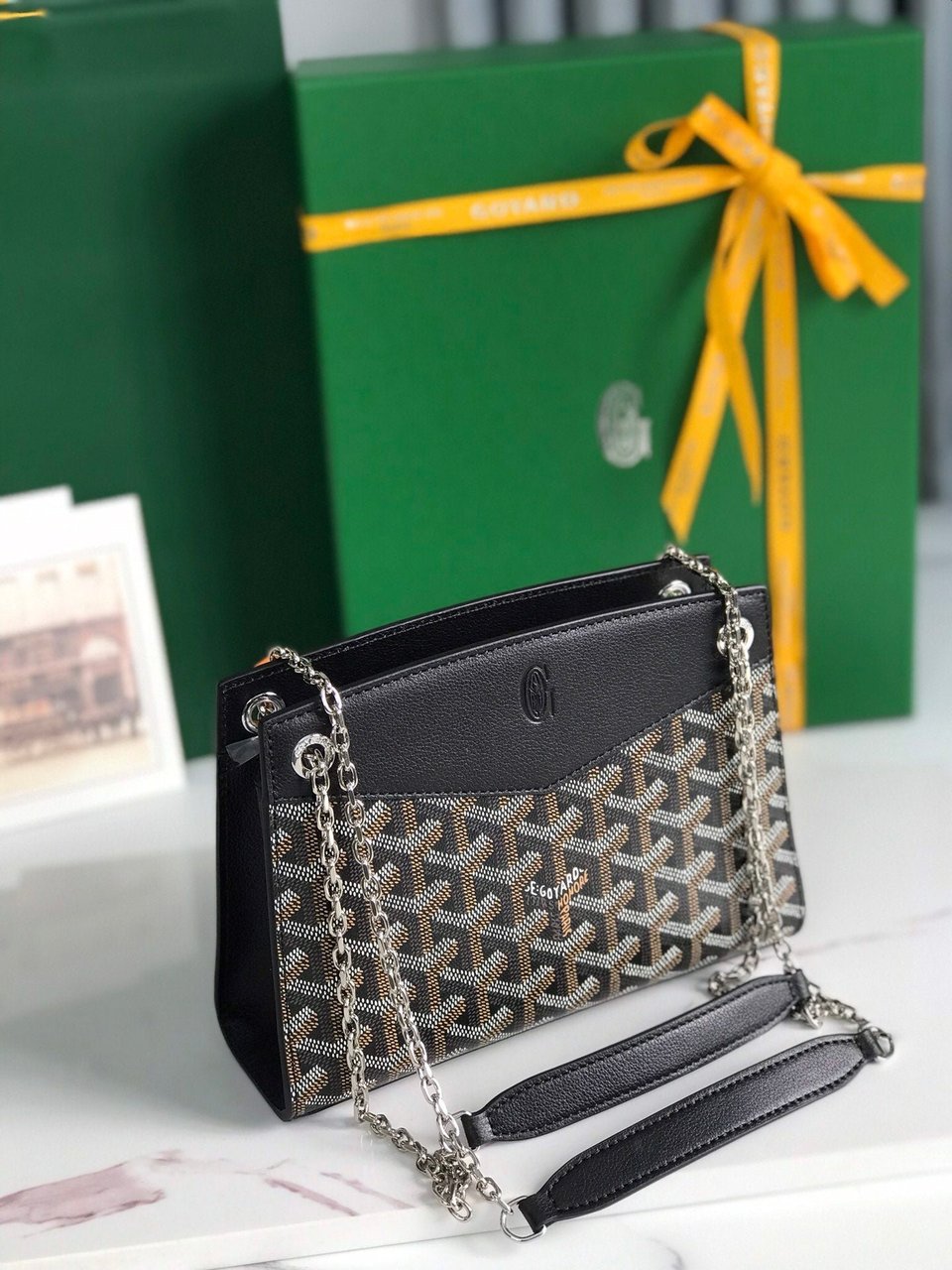 Goyard Rouette Structuré Mini Bag 21 Cm Black Goyardine Canvas And Calfskin view 10