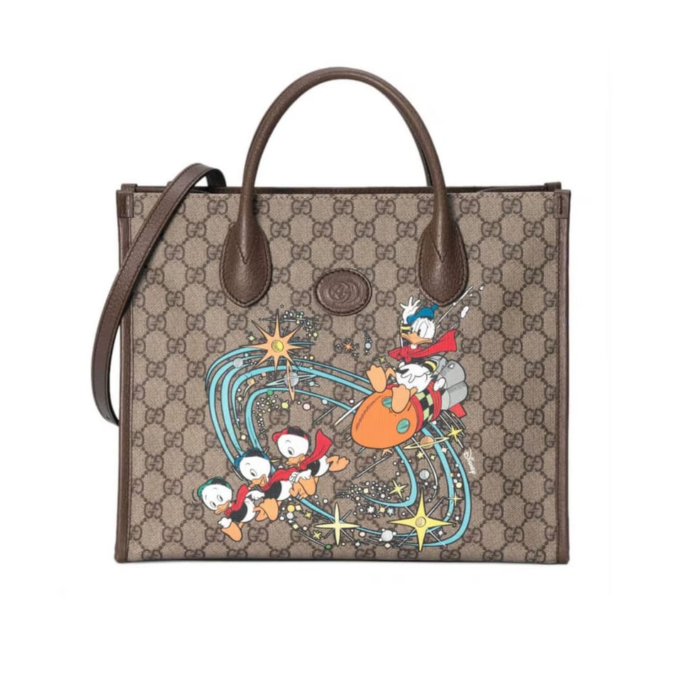 Gucci Beige GG Supreme Canvas Donald Duck Tote Bag 31cm view 2