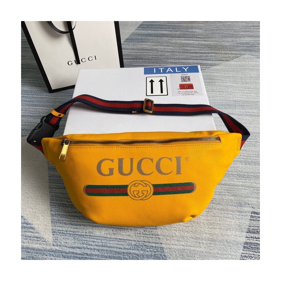 Gucci Print Leather Belt Bag Yellow view 2