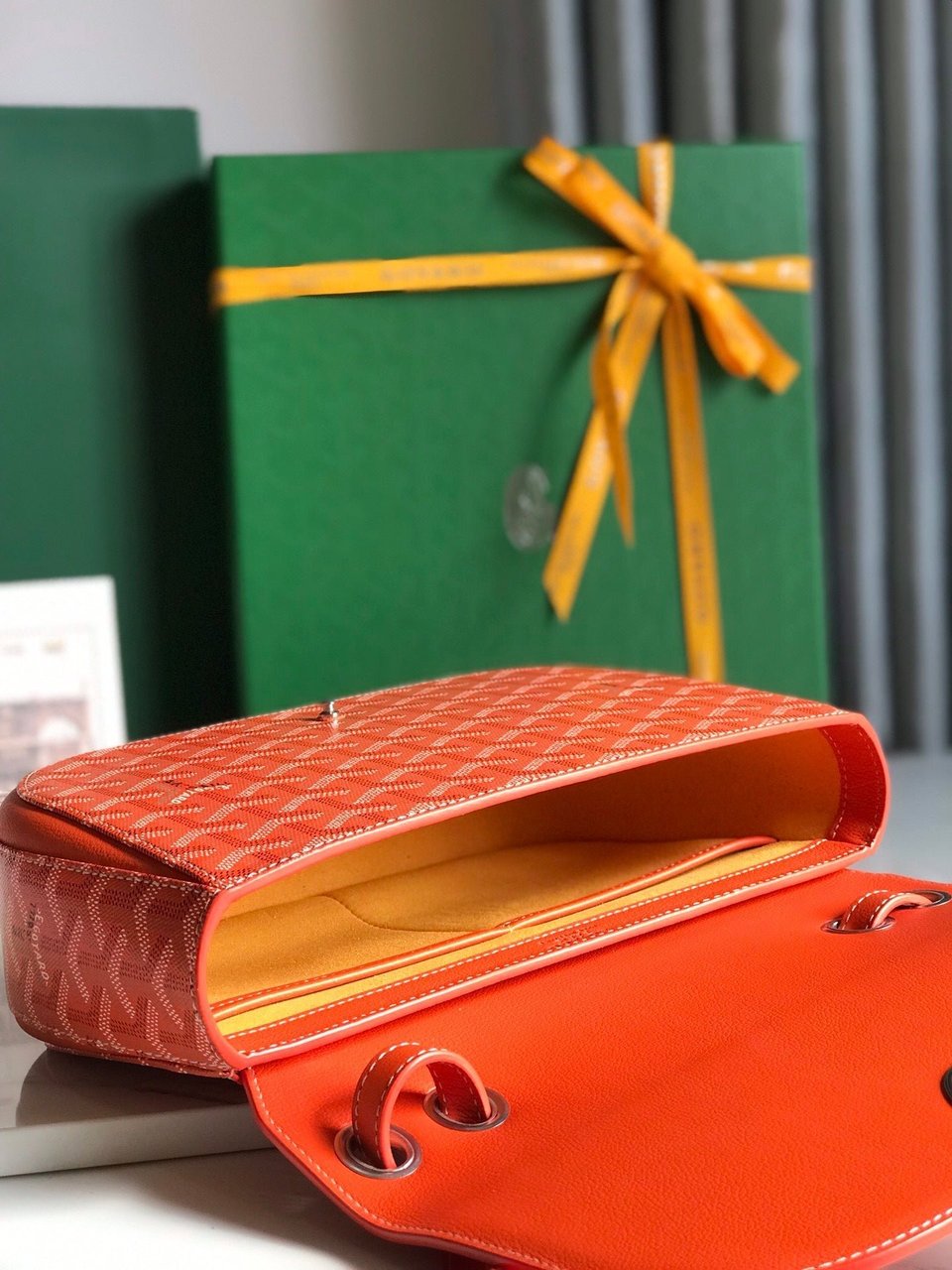 Goyard 233 Bag 25 Cm Orange Calfskin And Goyardine Canvas 25cm view 8