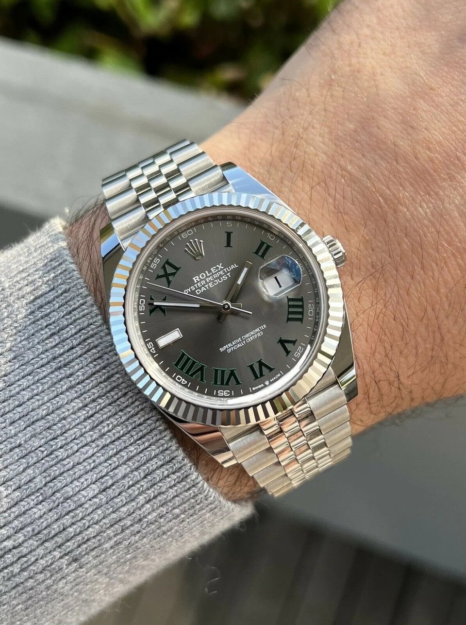 Rolex Datejust 41mm Rhodium Dial 126334 “Wimbledon” Flutted / Jubilee view 11