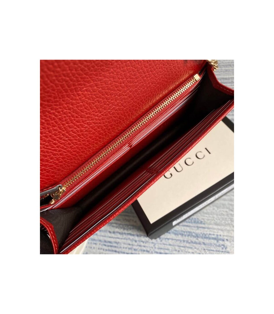 Gucci GG Interlocking Wallet On Chain Red view 12