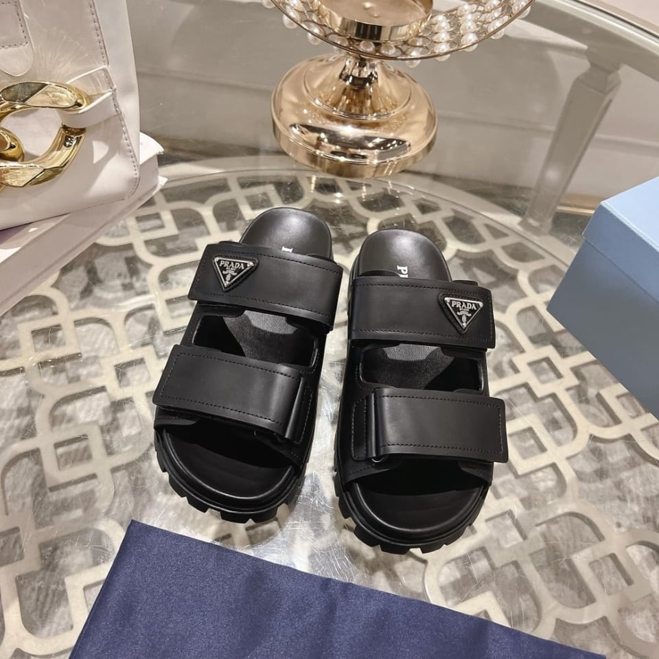 Prada Leather Strap Sandals Black 2X3129 3Lem F0002 view 3
