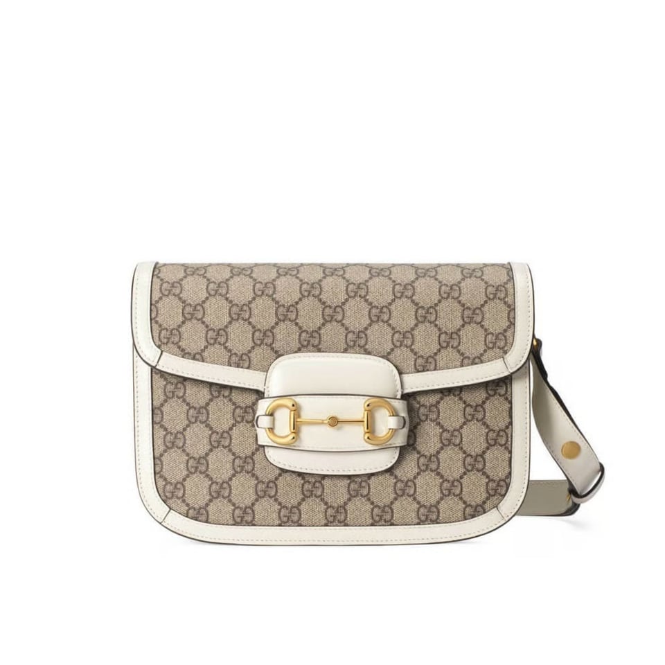 Gucci 1955 Horsebit White GG Supreme Canvas Shoulder Bag 25cm view 2