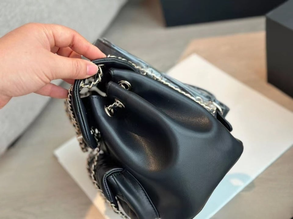 Chanel Duma Matelasse Leather Chain Backpack Black 20Cm/7.8in view 5