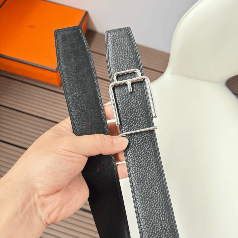 Hermes Black Silver Metal Buckle 38mm Belt For Men view 8