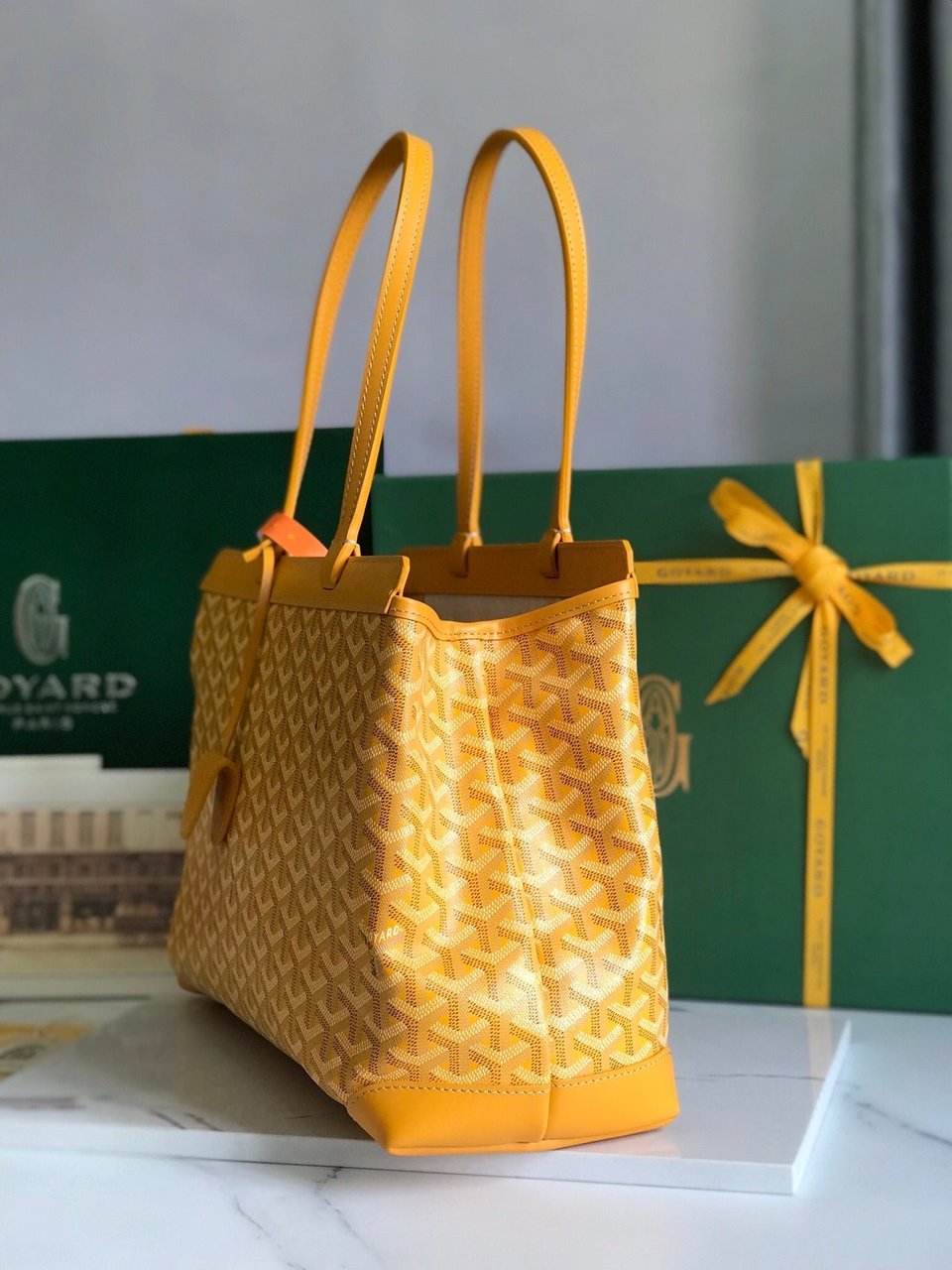 Goyard Bellechasse Biaude Pm Bag 36cm Yellow Goyardine Canvas And Calfskin Trim view 10